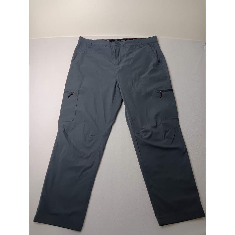 ZeroXPosur Mens Cargo Pants 40x30 Gray Zip‎ Pocket Plaid Waistband Outdoor